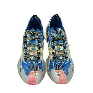 Gucci Run 12/ US 12.5 Knit Low Top Sneakers Blue Floral Print Shoes NIB $920